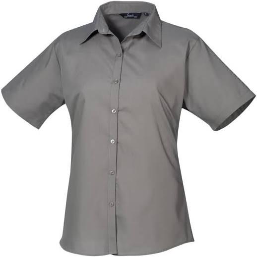Premier Short Sleeve Poplin Blouse / Plain Work Shirt Dark Grey 24