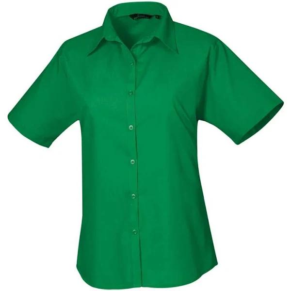 Premier Short Sleeve Poplin Blouse / Plain Work Shirt (Emerald) (10)