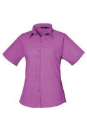 Premier Short Sleeve Poplin Blouse / Plain Work Shirt Hot Pink 24