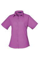 Premier Short Sleeve Poplin Blouse / Plain Work Shirt Hot Pink 24