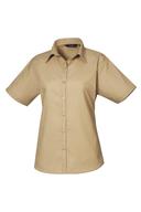 Premier Short Sleeve Poplin Blouse / Plain Work Shirt Khaki 18