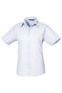 Premier Short Sleeve Poplin Blouse / Plain Work Shirt Light Blue 10