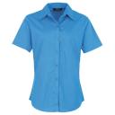 Premier Short Sleeve Poplin Blouse / Plain Work Shirt Light Blue 10