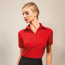Premier Short Sleeve Poplin Blouse / Plain Work Shirt Light Blue 10