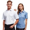 Premier Short Sleeve Poplin Blouse / Plain Work Shirt Light Blue 10