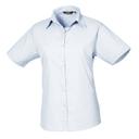 Premier Short Sleeve Poplin Blouse / Plain Work Shirt Light Blue 6