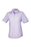 Premier Short Sleeve Poplin Blouse / Plain Work Shirt Lilac 16