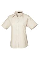 Premier Short Sleeve Poplin Blouse / Plain Work Shirt Natural 10