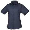 Premier Short Sleeve Poplin Blouse / Plain Work Shirt Navy 14