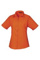 Premier Short Sleeve Poplin Blouse / Plain Work Shirt Orange 22