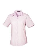 Premier Short Sleeve Poplin Blouse / Plain Work Shirt Pink 8