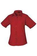 Premier Short Sleeve Poplin Blouse / Plain Work Shirt Red 8