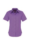 Premier Short Sleeve Poplin Blouse / Plain Work Shirt Rich Violet 18