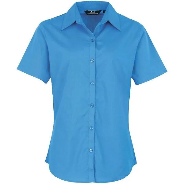 Premier Short Sleeve Poplin Blouse / Plain Work Shirt (Sapphire) (18)