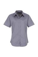 Premier Short Sleeve Poplin Blouse / Plain Work Shirt Steel 18