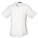 Premier Short Sleeve Poplin Blouse / Plain Work Shirt Steel 18