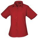 Premier Short Sleeve Poplin Blouse / Plain Work Shirt White 12