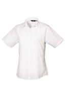 Premier Short Sleeve Poplin Blouse / Plain Work Shirt White 18