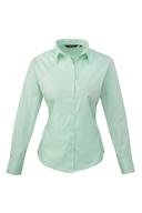 Premier Womens/Ladies Poplin Long Sleeve Blouse / Plain Work Shirt Aqua 20