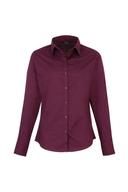 Premier Womens/Ladies Poplin Long Sleeve Blouse / Plain Work Shirt Aubergine 10