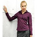Premier Womens/Ladies Poplin Long Sleeve Blouse / Plain Work Shirt Aubergine 10
