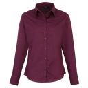 Premier Womens/Ladies Poplin Long Sleeve Blouse / Plain Work Shirt Aubergine 18