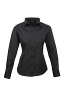 Premier Womens/Ladies Poplin Long Sleeve Blouse / Plain Work Shirt Black 16