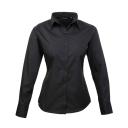 Premier Womens/Ladies Poplin Long Sleeve Blouse / Plain Work Shirt Black 18