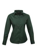 Premier Womens/Ladies Poplin Long Sleeve Blouse / Plain Work Shirt Bottle 12