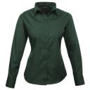 Premier Womens/Ladies Poplin Long Sleeve Blouse / Plain Work Shirt Bottle 12