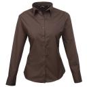 Premier Womens/Ladies Poplin Long Sleeve Blouse / Plain Work Shirt Brown 6