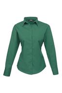 Premier Womens/Ladies Poplin Long Sleeve Blouse / Plain Work Shirt Emerald 12
