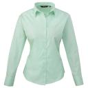Premier Womens/Ladies Poplin Long Sleeve Blouse / Plain Work Shirt Emerald 18