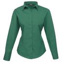 Premier Womens/Ladies Poplin Long Sleeve Blouse / Plain Work Shirt Emerald 18