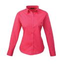 Premier Womens/Ladies Poplin Long Sleeve Blouse / Plain Work Shirt Hot Pink 10