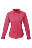 Premier Womens/Ladies Poplin Long Sleeve Blouse / Plain Work Shirt Hot Pink 10