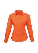 Premier Womens/Ladies Poplin Long Sleeve Blouse / Plain Work Shirt Khaki 24