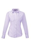 Premier Womens/Ladies Poplin Long Sleeve Blouse / Plain Work Shirt Lilac 10