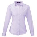 Premier Womens/Ladies Poplin Long Sleeve Blouse / Plain Work Shirt Lilac 12