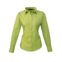 Premier Womens/Ladies Poplin Long Sleeve Blouse / Plain Work Shirt Lime 12