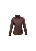 Premier Womens/Ladies Poplin Long Sleeve Blouse / Plain Work Shirt Lime 12