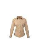 Premier Womens/Ladies Poplin Long Sleeve Blouse / Plain Work Shirt Lime 12