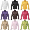 Premier Womens/Ladies Poplin Long Sleeve Blouse / Plain Work Shirt Lime 12