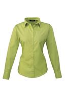 Premier Womens/Ladies Poplin Long Sleeve Blouse / Plain Work Shirt Lime 18