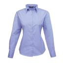 Premier Womens/Ladies Poplin Long Sleeve Blouse / Plain Work Shirt Mid Blue 10