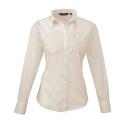 Premier Womens/Ladies Poplin Long Sleeve Blouse / Plain Work Shirt Natural 6