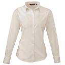 Premier Womens/Ladies Poplin Long Sleeve Blouse / Plain Work Shirt Natural 6