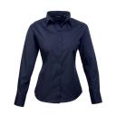 Premier Womens/Ladies Poplin Long Sleeve Blouse / Plain Work Shirt Navy 22