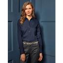 Premier Womens/Ladies Poplin Long Sleeve Blouse / Plain Work Shirt Navy 22