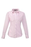 Premier Womens/Ladies Poplin Long Sleeve Blouse / Plain Work Shirt Pink Work Shirt